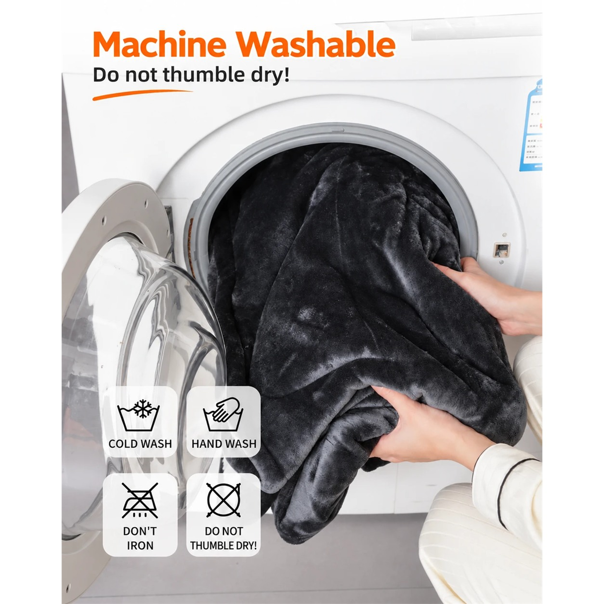 JA·GAA·GA going into the washing machine, with care instructions